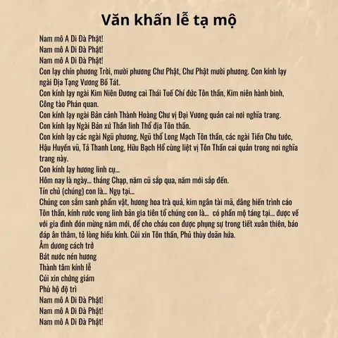 Văn Khấn Tạ Mộ Cuối Năm